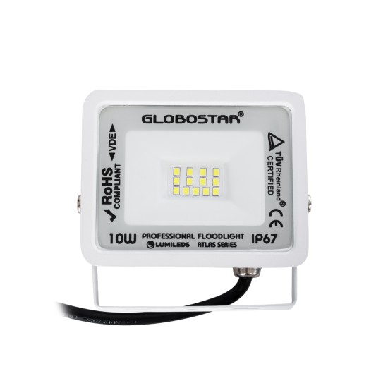 GloboStar® ATLAS 61404 Επαγγελματικός Προβολέας LED 10W 1250lm 120° AC 220-240V - Αδιάβροχος IP67 - Μ10 x Π2 x Υ8cm - Λευκό - Ψυχρό Λευκό 6000K - LUMILEDS Chips - TÜV Rheinland Certified - 5 Years Warranty GloboStar® ATLAS 61404 Επαγγελματικός Προβολέας LED 10W 1250lm 120° AC 220-240V - Αδιάβροχος IP67 - Μ10 x Π2 x Υ8cm - Λευκό - Ψυχρό Λευκό 6000K - LUMILEDS Chips - TÜV Rheinland Certified - 5 Years Warranty