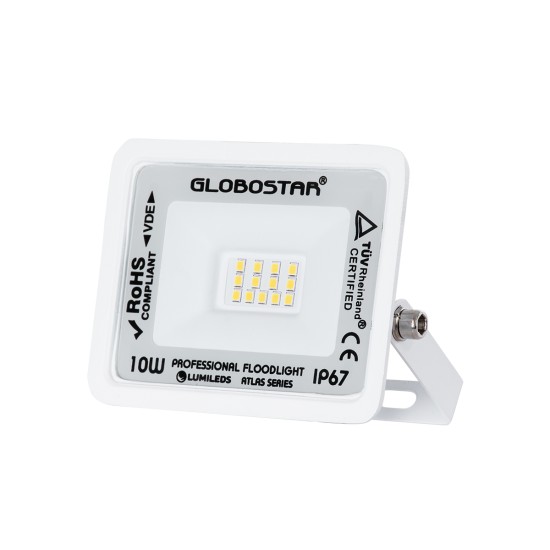GloboStar® ATLAS 61405 Επαγγελματικός Προβολέας LED 10W 1200lm 120° AC 220-240V - Αδιάβροχος IP67 - Μ10 x Π2 x Υ8cm - Λευκό - Φυσικό Λευκό 4500K - LUMILEDS Chips - TÜV Rheinland Certified - 5 Years Warranty GloboStar® ATLAS 61405 Επαγγελματικός Προβολέας LED 10W 1200lm 120° AC 220-240V - Αδιάβροχος IP67 - Μ10 x Π2 x Υ8cm - Λευκό - Φυσικό Λευκό 4500K - LUMILEDS Chips - TÜV Rheinland Certified - 5 Years Warranty