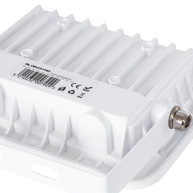 GloboStar® ATLAS 61408 Επαγγελματικός Προβολέας LED 20W 2400lm 120° AC 220-240V - Αδιάβροχος IP67 - Μ12 x Π2.5 x Υ9.5cm - Λευκό - Φυσικό Λευκό 4500K - LUMILEDS Chips - TÜV Rheinland Certified - 5 Years Warranty