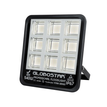 GLOBOSTAR® TITAN 61436 Προβολέας για Γήπεδα Tennis & Ποδοσφαίρου 5x5 LED 540W 67500lm 60°x90° AC 220-240V Αδιάβροχο IP67 Φυσικό Λευκό 5000K - Lumileds SMD Chip - TÜV Rheinland Certified - Μαύρο Ματ - Μ38 x Π8 x Υ42cm - 5 Χρόνια Εγγύηση