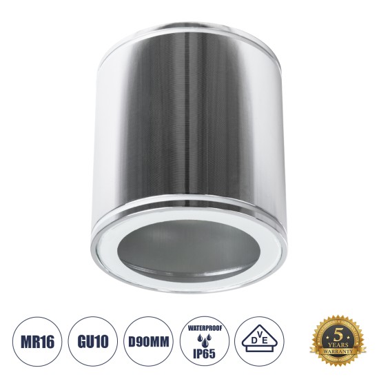 GloboStar® MARETTI 61448 Επιφανειακό Στρόγγυλο Φωτιστικό Σποτ με Ντουί 1 x GU10 VDE Certified AC 220-240V Αδιάβροχο IP65 - Σώμα Αλουμινίου & Υψηλής Αντοχής Tempered Glass - Φ9 x Υ9cm - Χρώμιο Νίκελ - 5 Χρόνια Εγγύηση GloboStar® MARETTI 61448 Επιφανειακό Στρόγγυλο Φωτιστικό Σποτ με Ντουί 1 x GU10 VDE Certified AC 220-240V Αδιάβροχο IP65 - Σώμα Αλουμινίου & Υψηλής Αντοχής Tempered Glass - Φ9 x Υ9cm - Χρώμιο Νίκελ - 5 Χρόνια Εγγύηση