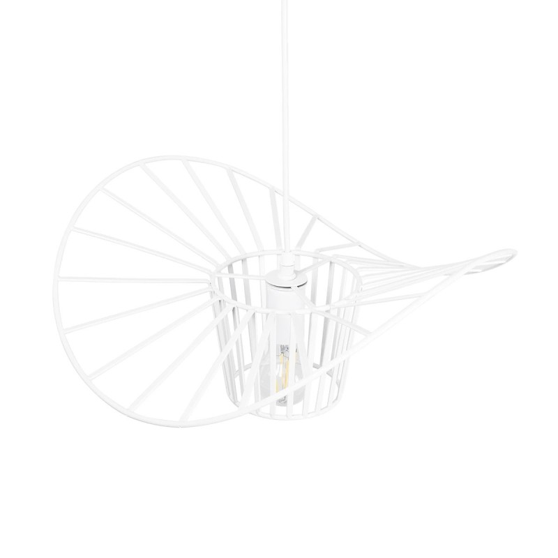 GloboStar® LUMINOVA 61463 Μοντέρνο Κρεμαστό Φωτιστικό Πλέγμα Μονόφωτο 1 x E27 IP20 Λευκό Σχοινί με Λευκό Σύρμα - Μ42 x Π42 x Υ20.5cm