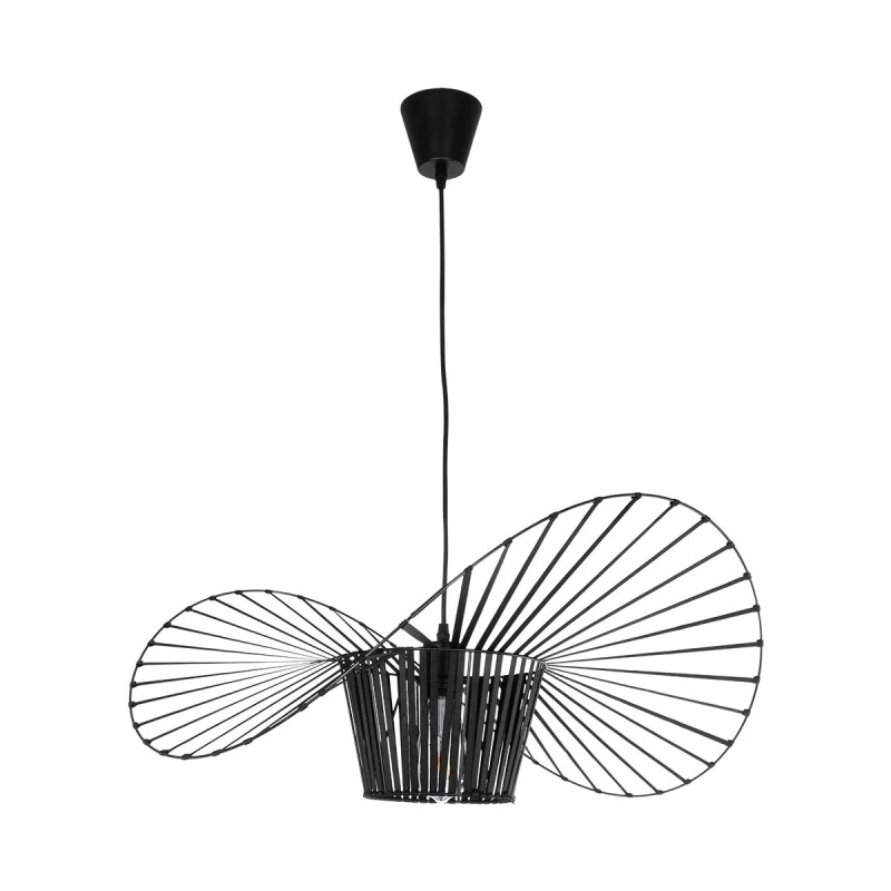 GloboStar® LUMINOVA 61464 Μοντέρνο Κρεμαστό Φωτιστικό Πλέγμα Μονόφωτο 1 x E27 IP20 Μαύρο Σχοινί με Μαύρο Σύρμα - Μ65 x Π65 x Υ25cm