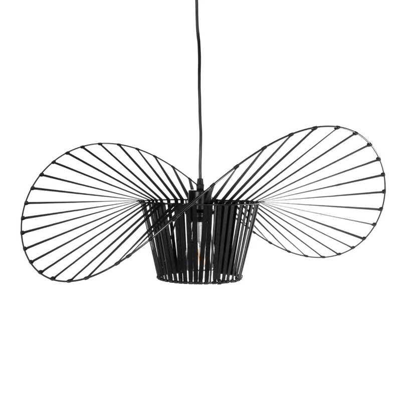 GloboStar® LUMINOVA 61464 Μοντέρνο Κρεμαστό Φωτιστικό Πλέγμα Μονόφωτο 1 x E27 IP20 Μαύρο Σχοινί με Μαύρο Σύρμα - Μ65 x Π65 x Υ25cm