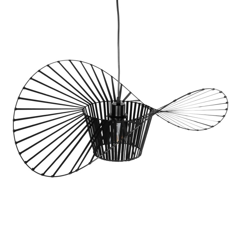 GloboStar® LUMINOVA 61464 Μοντέρνο Κρεμαστό Φωτιστικό Πλέγμα Μονόφωτο 1 x E27 IP20 Μαύρο Σχοινί με Μαύρο Σύρμα - Μ65 x Π65 x Υ25cm