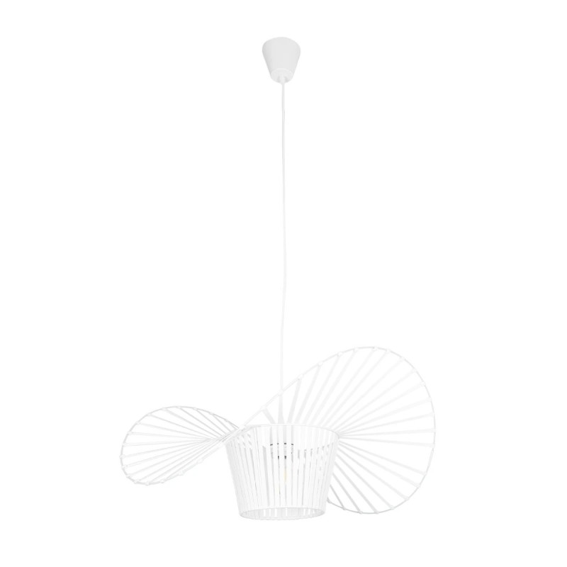 GloboStar® LUMINOVA 61465 Μοντέρνο Κρεμαστό Φωτιστικό Πλέγμα Μονόφωτο 1 x E27 IP20 Λευκό Σχοινί με Λευκό Σύρμα - Μ65 x Π65 x Υ25cm