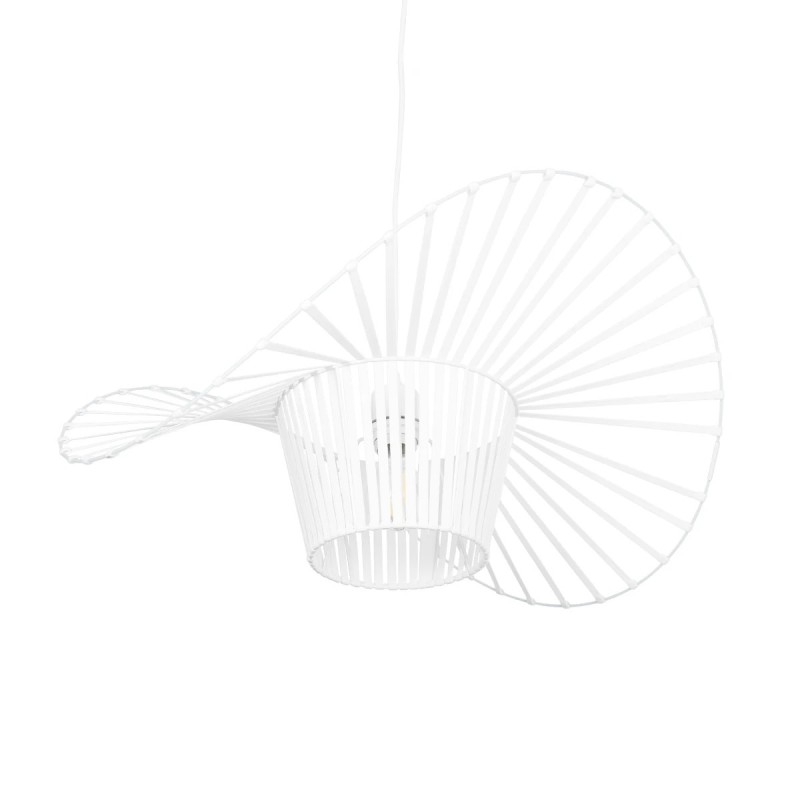 GloboStar® LUMINOVA 61465 Μοντέρνο Κρεμαστό Φωτιστικό Πλέγμα Μονόφωτο 1 x E27 IP20 Λευκό Σχοινί με Λευκό Σύρμα - Μ65 x Π65 x Υ25cm