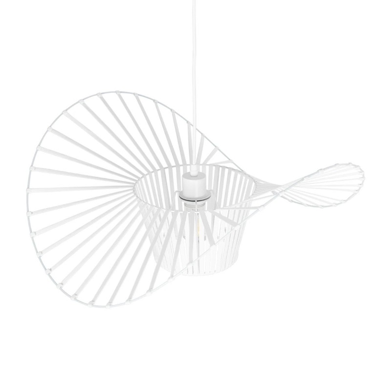 GloboStar® LUMINOVA 61465 Μοντέρνο Κρεμαστό Φωτιστικό Πλέγμα Μονόφωτο 1 x E27 IP20 Λευκό Σχοινί με Λευκό Σύρμα - Μ65 x Π65 x Υ25cm