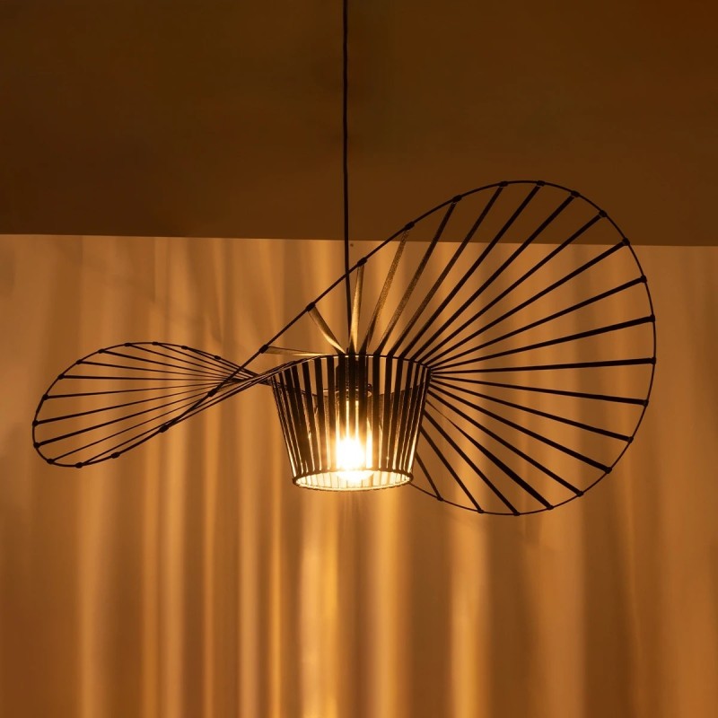 GloboStar® LUMINOVA 61466 Μοντέρνο Κρεμαστό Φωτιστικό Πλέγμα Μονόφωτο 1 x E27 IP20 Μαύρο Σχοινί με Μαύρο Σύρμα - Μ80 x Π80 x Υ30cm