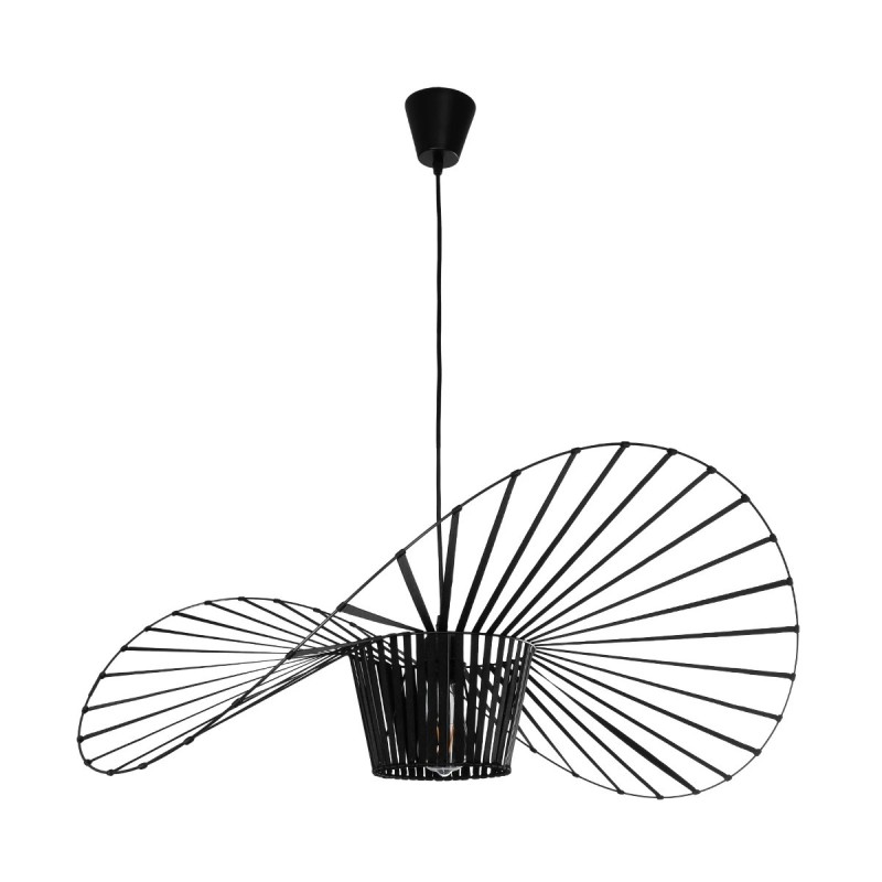 GloboStar® LUMINOVA 61466 Μοντέρνο Κρεμαστό Φωτιστικό Πλέγμα Μονόφωτο 1 x E27 IP20 Μαύρο Σχοινί με Μαύρο Σύρμα - Μ80 x Π80 x Υ30cm