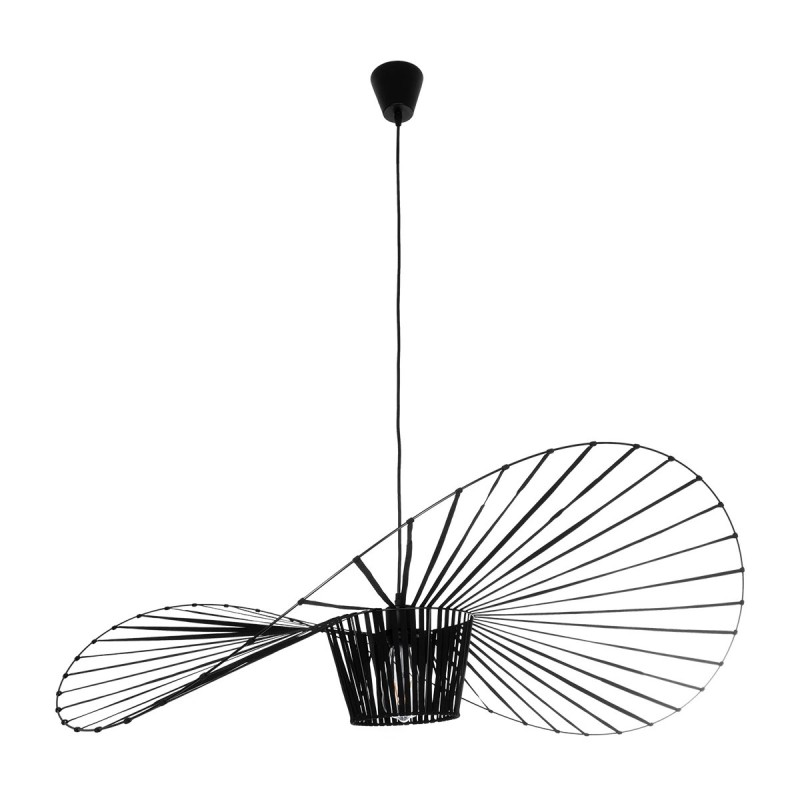 GloboStar® LUMINOVA 61467 Μοντέρνο Κρεμαστό Φωτιστικό Πλέγμα Μονόφωτο 1 x E27 IP20 Μαύρο Σχοινί με Μαύρο Σύρμα - Μ100 x Π100 x Υ30cm