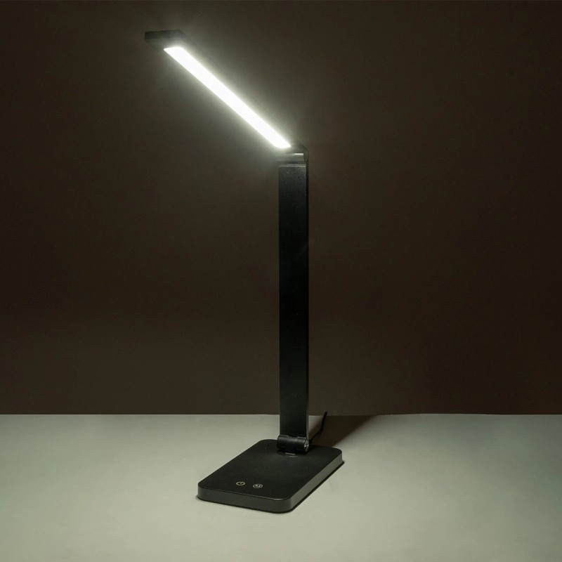 GLOBOSTAR® TEBLA 60481 Μοντέρνο Επιτραπέζιο Φωτιστικό Γραφείου LED 5W 500lm 120° AC 220-240V IP20 Ρυθμιζόμενο Λευκό CCT με Αφή 2700K/4500K/6000K Dimmable - Bridgelux SMD Chip - Μαύρο - Μ11 x Π31 x Υ52cm - 2 Χρόνια Εγγύηση