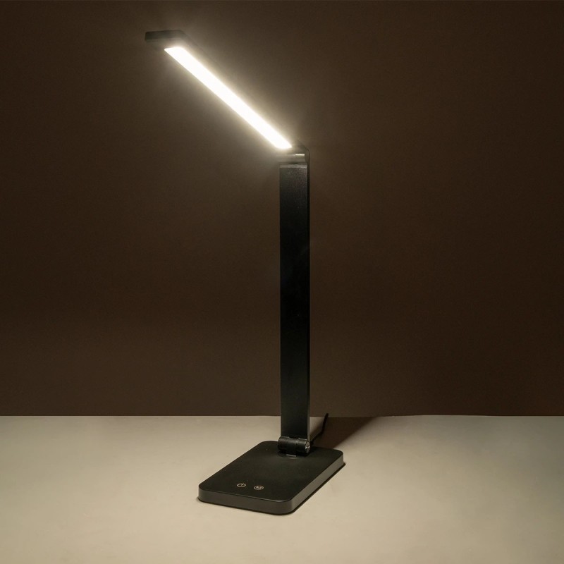 GLOBOSTAR® TEBLA 60481 Μοντέρνο Επιτραπέζιο Φωτιστικό Γραφείου LED 5W 500lm 120° AC 220-240V IP20 Ρυθμιζόμενο Λευκό CCT με Αφή 2700K/4500K/6000K Dimmable - Bridgelux SMD Chip - Μαύρο - Μ11 x Π31 x Υ52cm - 2 Χρόνια Εγγύηση