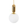 GloboStar® ESTETICO 61492 Μοντέρνο Κρεμαστό Φωτιστικό Μπάλα Μονόφωτο 1 x E27 IP20 Λευκό Γυαλί με Χρυσό Μέταλλο - Μ20 x Π20 x Υ38cm