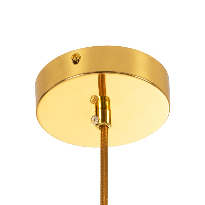 GloboStar® ESTETICO 61492 Μοντέρνο Κρεμαστό Φωτιστικό Μπάλα Μονόφωτο 1 x E27 IP20 Λευκό Γυαλί με Χρυσό Μέταλλο - Μ20 x Π20 x Υ38cm