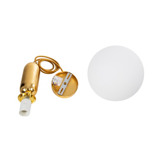 GloboStar® ESTETICO 61492 Μοντέρνο Κρεμαστό Φωτιστικό Μπάλα Μονόφωτο 1 x E27 IP20 Λευκό Γυαλί με Χρυσό Μέταλλο - Μ20 x Π20 x Υ38cm GloboStar® ESTETICO 61492 Μοντέρνο Κρεμαστό Φωτιστικό Μπάλα Μονόφωτο 1 x E27 IP20 Λευκό Γυαλί με Χρυσό Μέταλλο - Μ20 x Π20 x Υ38cm