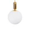 GloboStar® ESTETICO 61493 Μοντέρνο Κρεμαστό Φωτιστικό Μπάλα Μονόφωτο 1 x E27 IP20 Λευκό Γυαλί με Χρυσό Μέταλλο - Μ30 x Π30 x Υ48cm