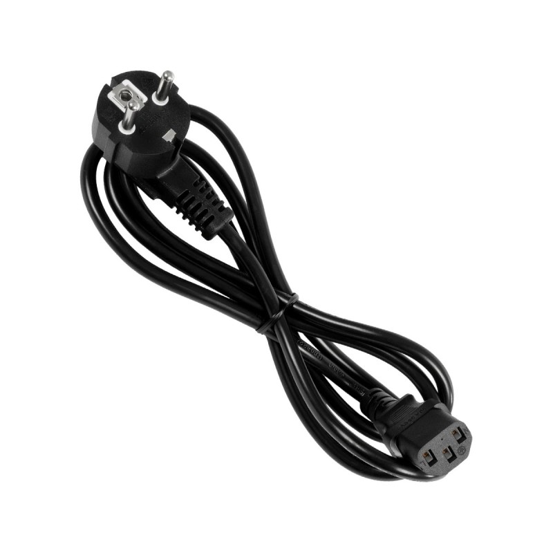 GLOBOSTAR® PLUGA 61498 Καλώδιο Τροφοδοσίας C13 με Πλάγια Πρίζα Schuko 250V 10A max 1.5m - 3*0.75mm2 - Μαύρο - Μ150 x Π3.6 x Υ3.6cm