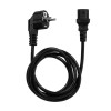 GLOBOSTAR® PLUGA 61498 Καλώδιο Τροφοδοσίας C13 με Πλάγια Πρίζα Schuko 250V 10A max 1.5m - 3*0.75mm2 - Μαύρο - Μ150 x Π3.6 x Υ3.6cm
