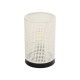GloboStar® CYLINDER 203-0184 Μοντέρνο Επιτραπέζιο Φωτιστικό Μονόφωτο 1 x E27 IP20 Μαύρη Βάση με Λευκό Διάτρητο Υφασμα - Μ14 x Π14 x Υ21cm