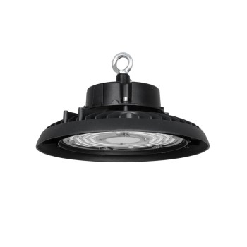 GLOBOSTAR® INDUSTRY 61500 Βιομηχανικό Φωτιστικό Καμπάνα High Bay UFO LED 100W 15000lm SDCM<5 90° AC 85-265V Αδιάβροχο IP65 IK08 Φυσικό Λευκό 5000K - 175 x Sanan Opto SMD Chip & TÜV SÜD Driver - Μαύρο Χυτό Αλουμίνιο - Μ26.5 x Π26.5 x Υ15cm - 5 Χρόνι