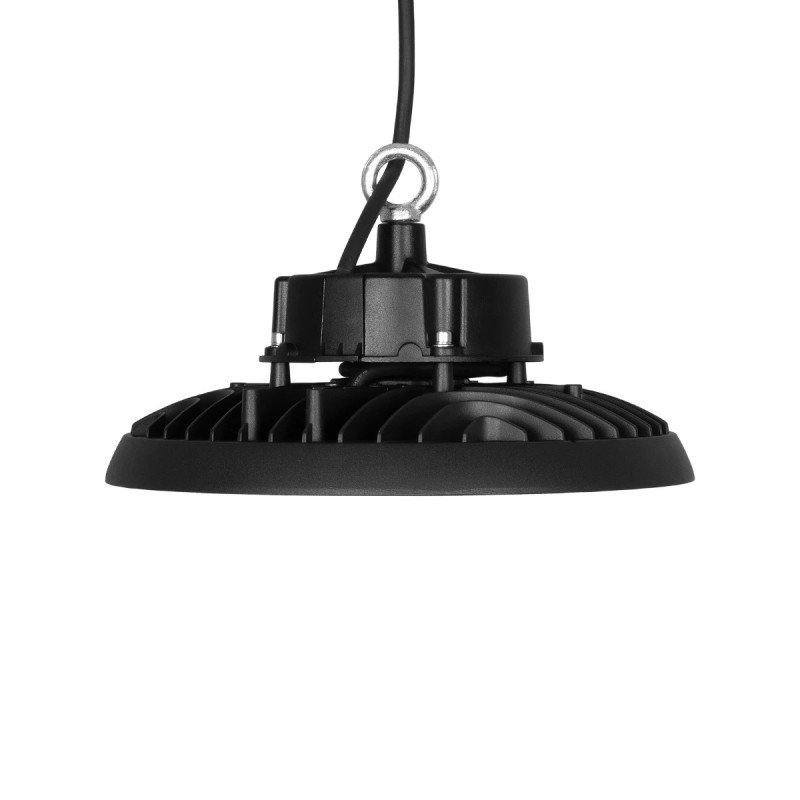 GLOBOSTAR® INDUSTRY 61500 Βιομηχανικό Φωτιστικό Καμπάνα High Bay UFO LED 100W 15000lm SDCM<5 90° AC 85-265V Αδιάβροχο IP65 IK08 Μαύρο Χυτό Αλουμίνιο - Φυσικό Λευκό 5000K - 175 x Sanan Opto SMD Chip & TÜV SÜD Driver - Μ26.5 x Π26.5 x Υ15cm - 5 Χρόνι