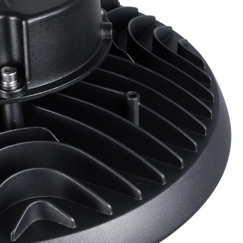GLOBOSTAR® INDUSTRY 61500 Βιομηχανικό Φωτιστικό Καμπάνα High Bay UFO LED 100W 15000lm SDCM<5 90° AC 85-265V Αδιάβροχο IP65 IK08 Μαύρο Χυτό Αλουμίνιο - Φυσικό Λευκό 5000K - 175 x Sanan Opto SMD Chip & TÜV SÜD Driver - Μ26.5 x Π26.5 x Υ15cm - 5 Χρόνι