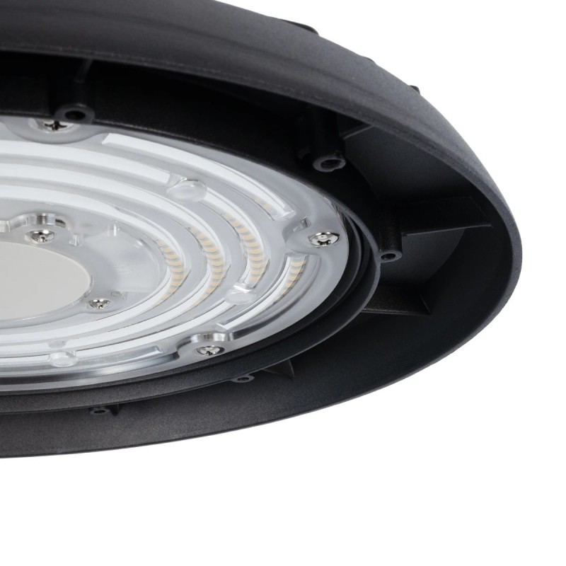 GLOBOSTAR® INDUSTRY 61501 Βιομηχανικό Φωτιστικό Καμπάνα High Bay UFO LED 150W 22500lm SDCM<5 90° AC 85-265V Αδιάβροχο IP65 IK08 Μαύρο Χυτό Αλουμίνιο - Φυσικό Λευκό 5000K - 275 x Sanan Opto SMD Chip & TÜV SÜD Driver - Μ26.5 x Π26.5 x Υ15cm - 5 Χρόνι