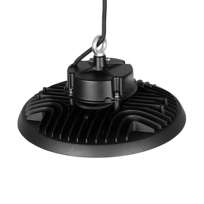 GLOBOSTAR® INDUSTRY 61502 Βιομηχανικό Φωτιστικό Καμπάνα High Bay UFO LED 200W 30000lm SDCM<5 90° AC 85-265V Αδιάβροχο IP65 IK08 Μαύρο Χυτό Αλουμίνιο - Φυσικό Λευκό 5000K - 338 x Sanan Opto SMD Chip & TÜV SÜD Driver - Μ30 x Π30 x Υ16cm - 5 Χρόνια Εγ