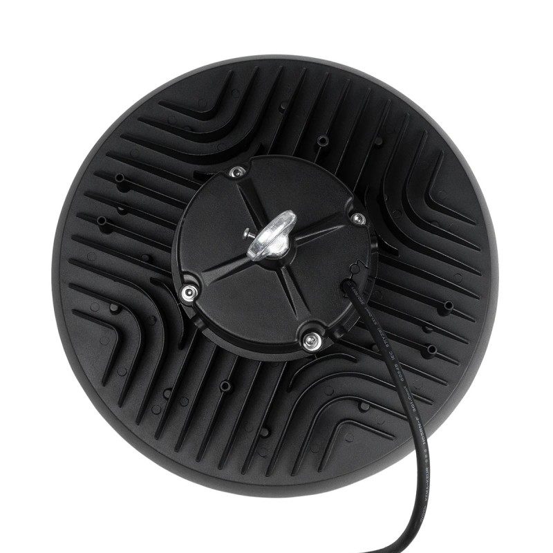 GLOBOSTAR® INDUSTRY 61502 Βιομηχανικό Φωτιστικό Καμπάνα High Bay UFO LED 200W 30000lm SDCM<5 90° AC 85-265V Αδιάβροχο IP65 IK08 Μαύρο Χυτό Αλουμίνιο - Φυσικό Λευκό 5000K - 338 x Sanan Opto SMD Chip & TÜV SÜD Driver - Μ30 x Π30 x Υ16cm - 5 Χρόνια Εγ