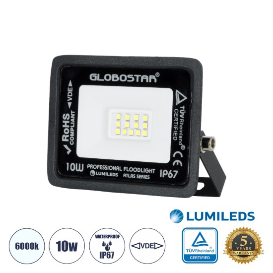 GloboStar® ATLAS 61515 Επαγγελματικός Προβολέας LED 10W 1250lm 120° AC 220-240V - Αδιάβροχος IP67 - Μ10 x Π2 x Υ8cm - Μαύρο - Ψυχρό Λευκό 6000K - LUMILEDS Chips - TÜV Rheinland Certified - 5 Χρόνια Εγγύηση GloboStar® ATLAS 61515 Επαγγελματικός Προβολέας LED 10W 1250lm 120° AC 220-240V - Αδιάβροχος IP67 - Μ10 x Π2 x Υ8cm - Μαύρο - Ψυχρό Λευκό 6000K - LUMILEDS Chips - TÜV Rheinland Certified - 5 Χρόνια Εγγύηση