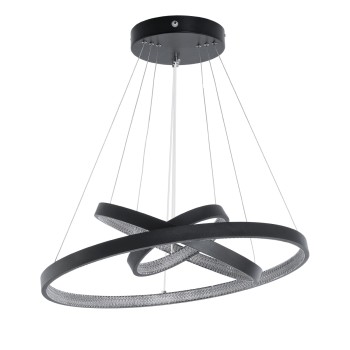 GLOBOSTAR® DIAMOND TRIO 61523-DECO Μοντέρνο Κρεμαστό Φωτιστικό Οροφής LED 100W 11200lm 360° AC 220-240V IP20 Ρυθμιζόμενο Λευκό CCT με Χειριστήριο από 2700K έως 6000K Dimmable - Lumileds SMD Chip - Μαύρο Ματ - Μ90 x Π90 x Υ90cm - 3 Χρόνια Εγγύηση