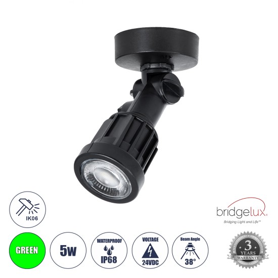 GloboStar® GARDENINI 61547 Επιφανειακό Φωτιστικό Σποτ Κήπου LED 5W 550lm 38° DC 24V IP68 Υψηλής Αντοχής ABS IK06 Φ7 x Υ14.5cm - Πράσινο 550nm Dimmable - Μαύρο - Bridgelux Chip - 3 Years Warranty GloboStar® GARDENINI 61547 Επιφανειακό Φωτιστικό Σποτ Κήπου LED 5W 550lm 38° DC 24V IP68 Υψηλής Αντοχής ABS IK06 Φ7 x Υ14.5cm - Πράσινο 550nm Dimmable - Μαύρο - Bridgelux Chip - 3 Years Warranty