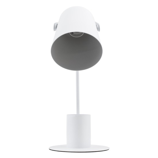 GloboStar® PENCASE 61564 Μοντέρνο Επιτραπέζιο Φωτιστικό Γραφείου - Πορτατίφ - Μονόφωτο 1 x E27 Λευκό Μεταλλικό Καμπάνα με Διακόπτη On/Off - Μολυβοθήκη & Βάση Τηλεφώνου - L12 x W15 x H38cm