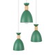 GloboStar® AVA 61575 Μοντέρνο Κρεμαστό Φωτιστικό Καμπάνα Τρίφωτο 3 x E27 IP20 Πράσινο Μέταλλο με Μπεζ Ξύλο - Μ35 x Π35 x Υ130cm