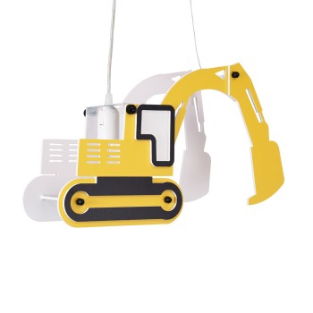 GLOBOSTAR® EXCAVATOR 61579 Παιδικό Κρεμαστό Φωτιστικό Οροφής με Ντουί 1 x E27 AC 220-240V IP20 - Κίτρινο & Μαύρο - Μ45 x Π15.5 x Υ27cm