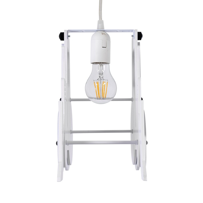 GloboStar® TRACTOR 61580 Παιδικό Κρεμαστό Φωτιστικό Φιγούρα Μονόφωτο 1 x E27 IP20 Μπλε, Μαύρο & Λευκό Πλαστικό - Μ40 x Π15.5 x Υ26.5cm