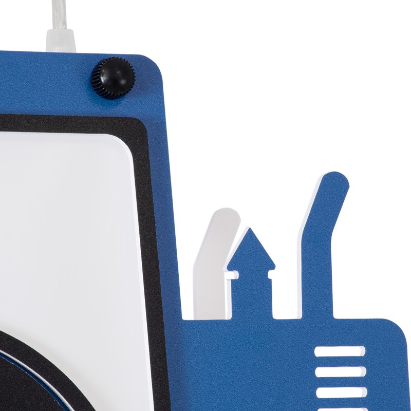 GloboStar® TRACTOR 61580 Παιδικό Κρεμαστό Φωτιστικό Φιγούρα Μονόφωτο 1 x E27 IP20 Μπλε, Μαύρο & Λευκό Πλαστικό - Μ40 x Π15.5 x Υ26.5cm