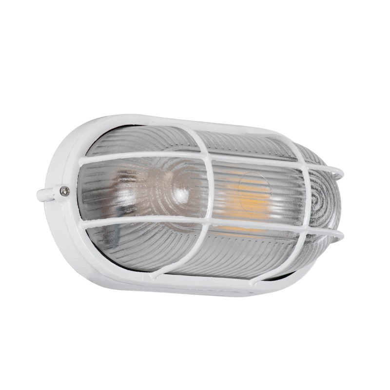 GLOBOSTAR® BOATLIGHT 61582 Φωτιστικό Καραβοχελώνα Τοίχου - Απλίκα με Ντουί 1 x E27 120° AC 220-240V Αδιάβροχο IP65 -  Λευκό Ματ - Μ21 x Π10.4 x Υ9cm