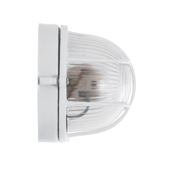 GLOBOSTAR® BOATLIGHT 61582 Φωτιστικό Καραβοχελώνα Τοίχου - Απλίκα με Ντουί 1 x E27 120° AC 220-240V Αδιάβροχο IP65 -  Λευκό Ματ - Μ21 x Π10.4 x Υ9cm