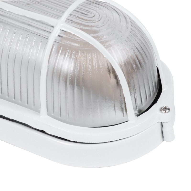 GLOBOSTAR® BOATLIGHT 61582 Φωτιστικό Καραβοχελώνα Τοίχου - Απλίκα με Ντουί 1 x E27 120° AC 220-240V Αδιάβροχο IP65 -  Λευκό Ματ - Μ21 x Π10.4 x Υ9cm