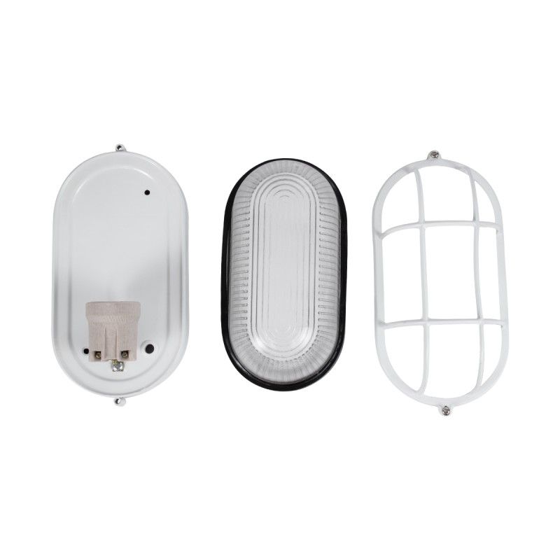 GLOBOSTAR® BOATLIGHT 61582 Φωτιστικό Καραβοχελώνα Τοίχου - Απλίκα με Ντουί 1 x E27 120° AC 220-240V Αδιάβροχο IP65 -  Λευκό Ματ - Μ21 x Π10.4 x Υ9cm