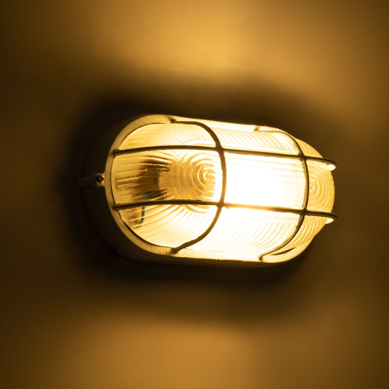 GLOBOSTAR® BOATLIGHT 61582 Φωτιστικό Καραβοχελώνα Τοίχου - Απλίκα με Ντουί 1 x E27 120° AC 220-240V Αδιάβροχο IP65 -  Λευκό Ματ - Μ21 x Π10.4 x Υ9cm