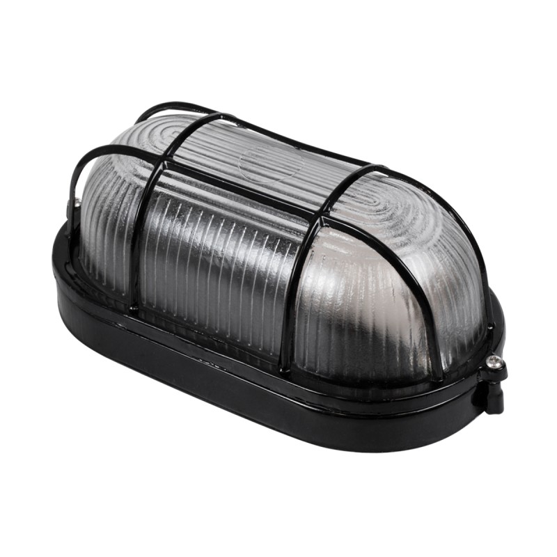 GLOBOSTAR® BOATLIGHT 61583 Φωτιστικό Καραβοχελώνα Τοίχου - Απλίκα με Ντουί 1 x E27 120° AC 220-240V Αδιάβροχο IP65 -  Μαύρο Ματ - Μ21 x Π10.4 x Υ9cm