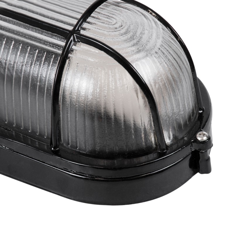 GLOBOSTAR® BOATLIGHT 61583 Φωτιστικό Καραβοχελώνα Τοίχου - Απλίκα με Ντουί 1 x E27 120° AC 220-240V Αδιάβροχο IP65 -  Μαύρο Ματ - Μ21 x Π10.4 x Υ9cm