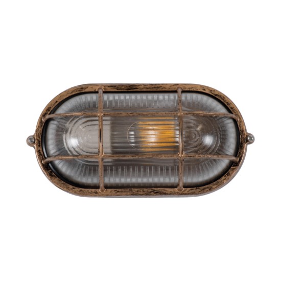 GLOBOSTAR® BOATLIGHT 61584 Vintage Φωτιστικό Καραβοχελώνα Τοίχου - Απλίκα με Ντουί 1 x E27 AC 220-240V Αδιάβροχο IP65 - Μπρονζέ Εφέ Σκουριάς Ματ - Μ21 x Π10.4 x Υ9cm GLOBOSTAR® BOATLIGHT 61584 Vintage Φωτιστικό Καραβοχελώνα Τοίχου - Απλίκα με Ντουί 1 x E27 120° AC 220-240V Αδιάβροχο IP65 - Μπρονζέ Εφέ Σκουριάς Ματ - Μ21 x Π10.4 x Υ9cm