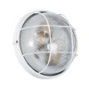 GloboStar® BOATLIGHT 61588 Vintage Industrial Φωτιστικό Τοίχου - Απλίκα - Καραβοχελώνα Εξωτερικού Χώρου Δίφωτο 2 x E27 AC220-240V Αδιάβροχο IP65 - Σώμα Αλουμινίου & Tempered Glass - Φ24 x Υ11cm - Λευκό - Στρόγγυλο - 5 Years Warranty