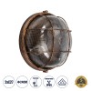 GloboStar® BOATLIGHT 61590 Vintage Industrial Φωτιστικό Τοίχου - Απλίκα - Καραβοχελώνα Εξωτερικού Χώρου Δίφωτο 2 x E27 AC220-240V Αδιάβροχο IP65 - Σώμα Αλουμινίου & Tempered Glass - Φ24 x Υ11cm - Χάλκινο - Στρόγγυλο - 5 Years Warranty