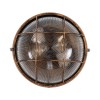 GloboStar® BOATLIGHT 61590 Vintage Industrial Φωτιστικό Τοίχου - Απλίκα - Καραβοχελώνα Εξωτερικού Χώρου Δίφωτο 2 x E27 AC220-240V Αδιάβροχο IP65 - Σώμα Αλουμινίου & Tempered Glass - Φ24 x Υ11cm - Χάλκινο - Στρόγγυλο - 5 Years Warranty
