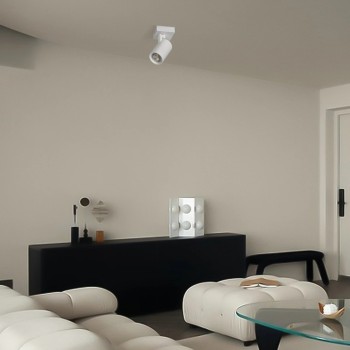 kelvo® SPOTA KLV-101-0135 Κινούμενο Φωτιστικό Σποτ Οροφής για Λάμπα MR16 με Ντουί GU10 AC 220-240V IP20 - Λευκό Ματ - Μ7 x Π6 x Υ14cm